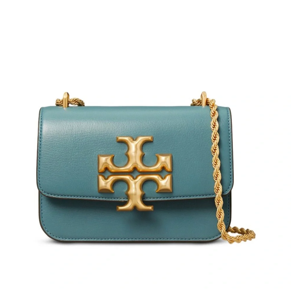 Tory Burch Eleanor Sm Leather CONVT XBODY. Brisk Blue/Gold.Leather Scratch. - Picture 1 of 4